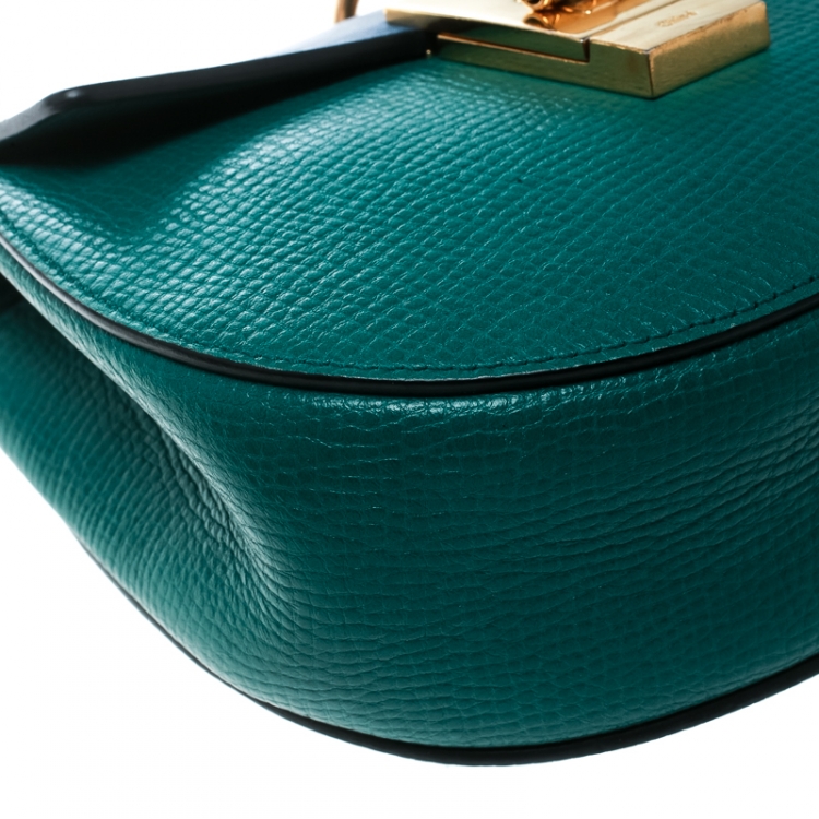 Pre Owned Chloe Green/Blue Leather Small Drew Shoulder Bag