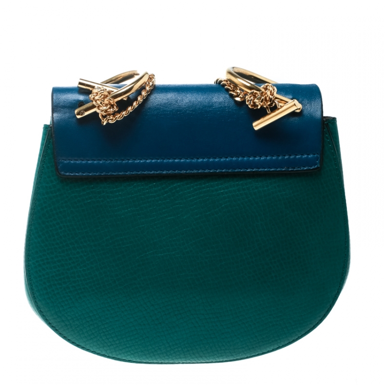 Pre Owned Chloe Green/Blue Leather Small Drew Shoulder Bag