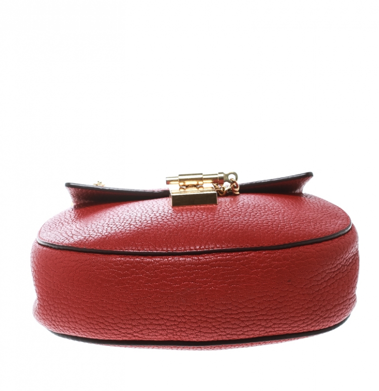 Pre Owned Chloe Red Leather Small Drew Shoulder Bag