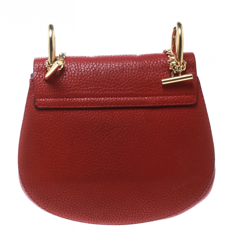 Pre Owned Chloe Red Leather Small Drew Shoulder Bag