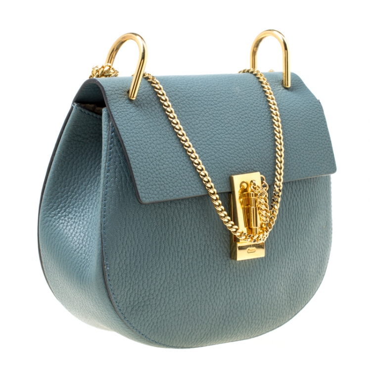 Pre Owned Chloe Blue Leather Medium Drew Shoulder Bag