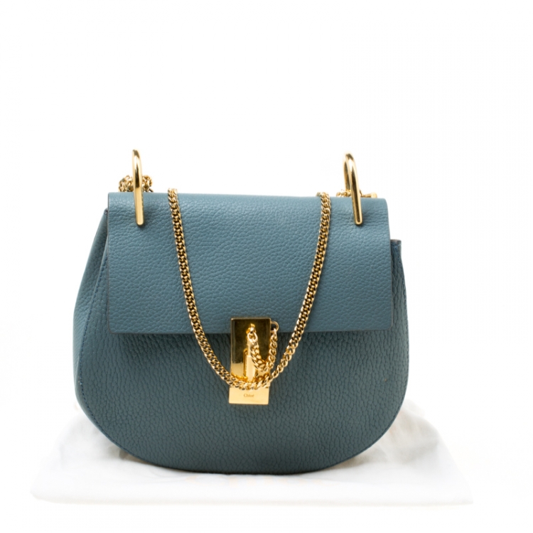 Pre Owned Chloe Blue Leather Medium Drew Shoulder Bag