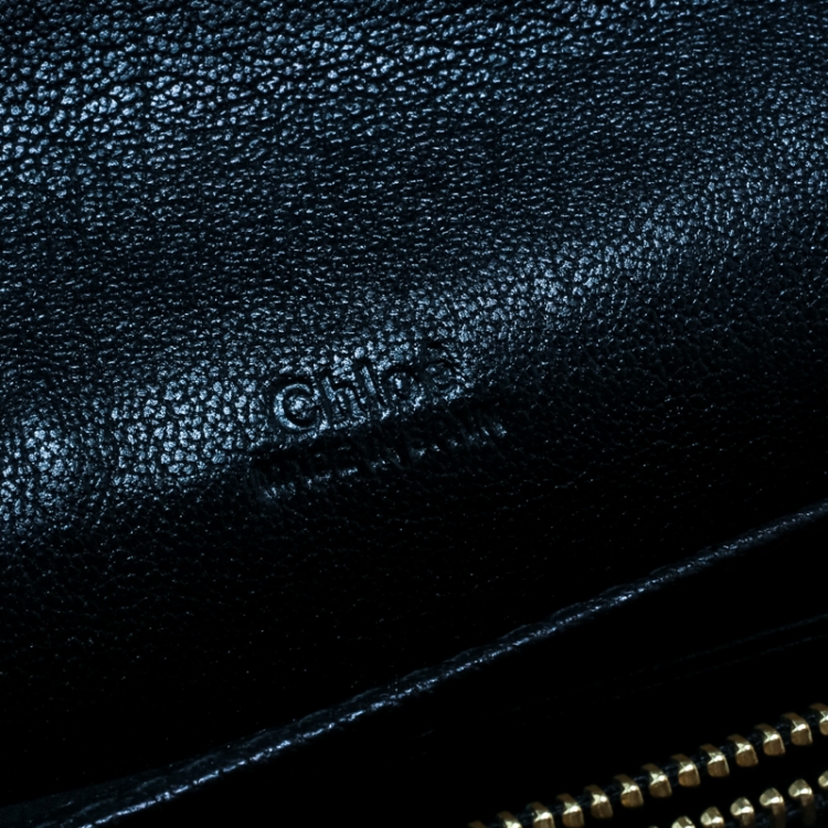 Pre Owned Chloe Black Leather and Patent Leather Envelope Wallet