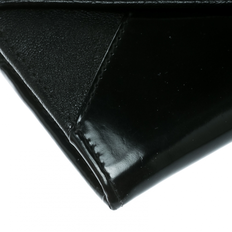 Pre Owned Chloe Black Leather and Patent Leather Envelope Wallet