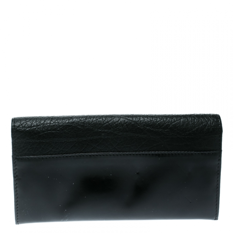 Pre Owned Chloe Black Leather and Patent Leather Envelope Wallet
