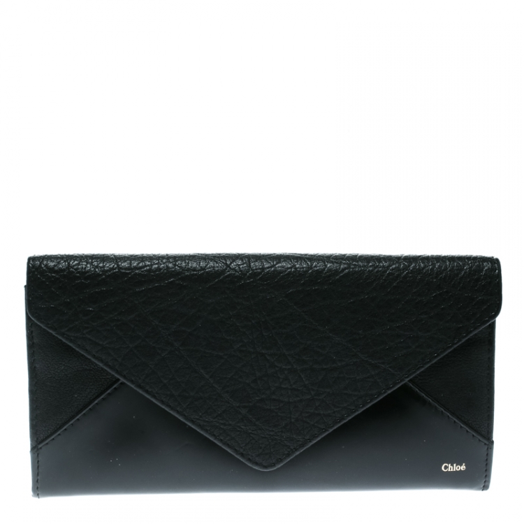 svindler ubemandede skole Chloe Black Leather and Patent Leather Envelope Wallet Chloe | TLC
