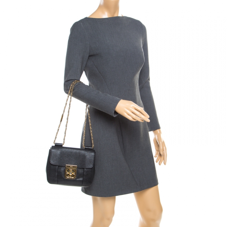 Pre Owned Chloe Black Leather Small Elsie Shoulder Bag