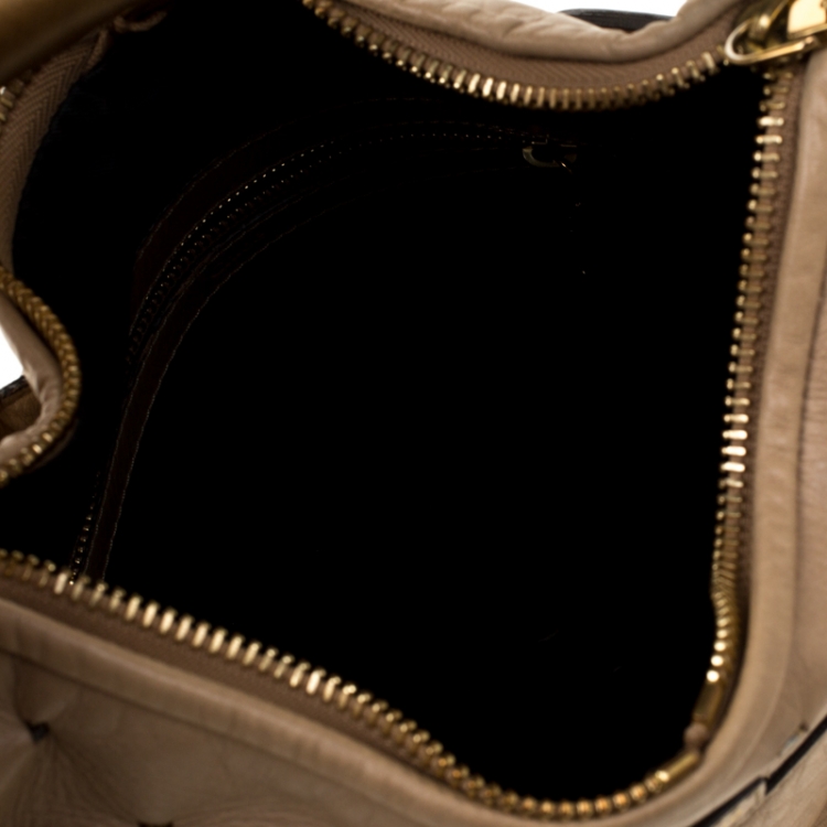 Pre Owned Chloe Beige Perforated Leather Ethel Hobo
