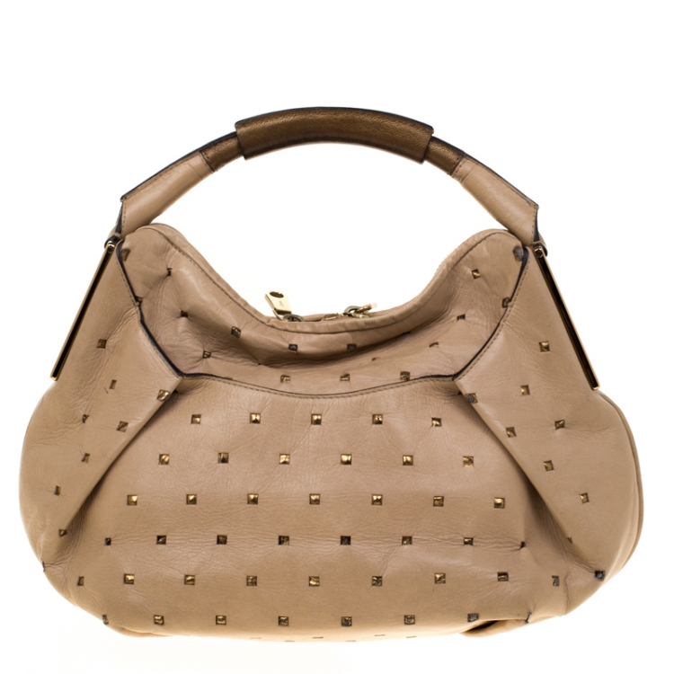 Pre Owned Chloe Beige Perforated Leather Ethel Hobo