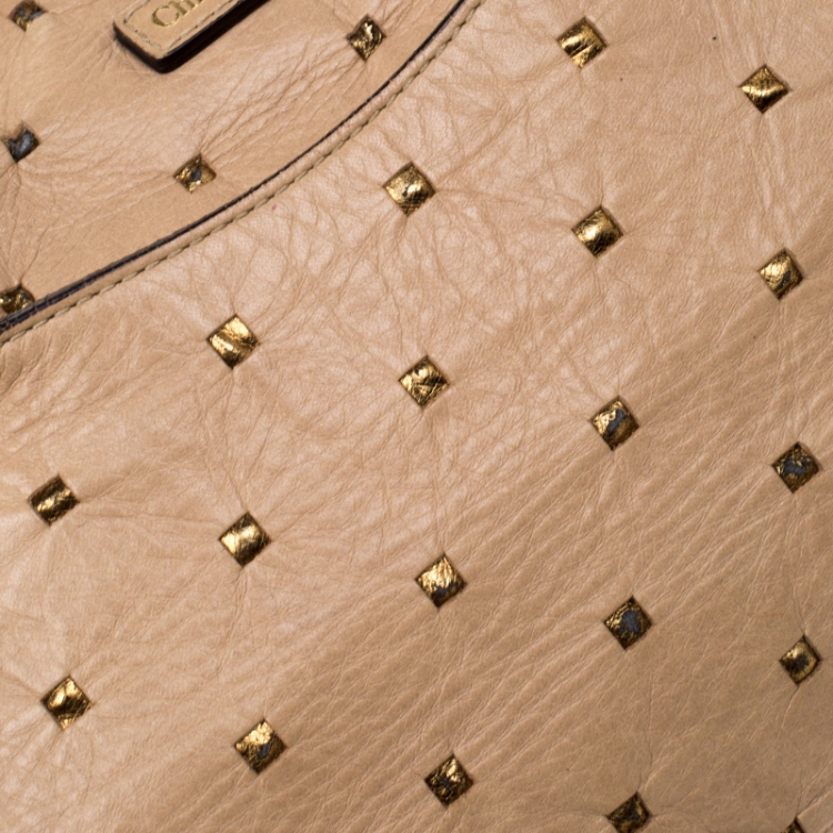Pre Owned Chloe Beige Perforated Leather Ethel Hobo