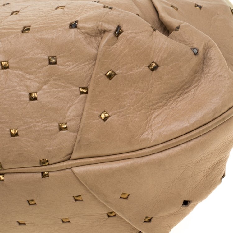 Pre Owned Chloe Beige Perforated Leather Ethel Hobo