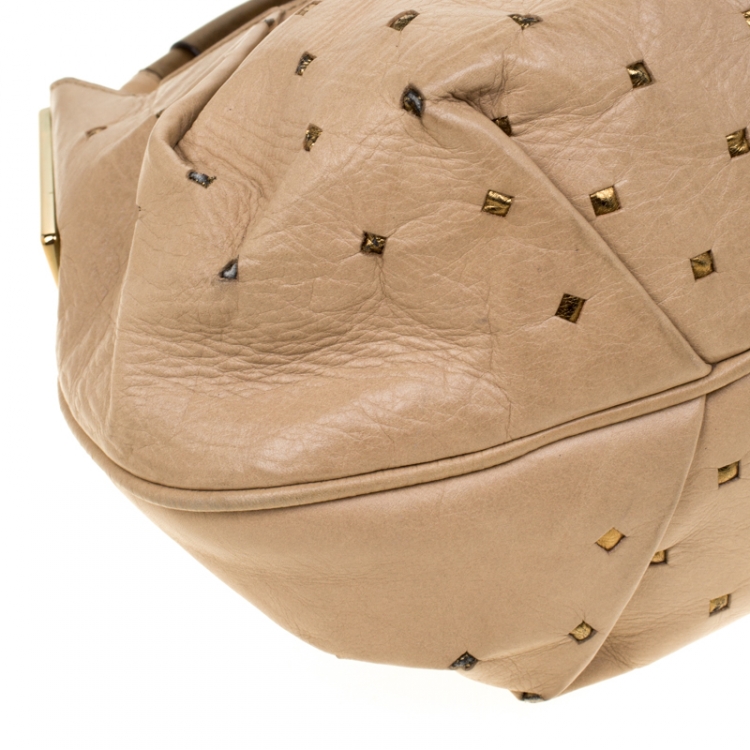 Pre Owned Chloe Beige Perforated Leather Ethel Hobo