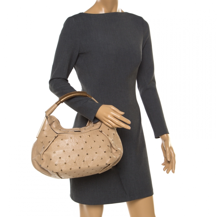 Pre Owned Chloe Beige Perforated Leather Ethel Hobo