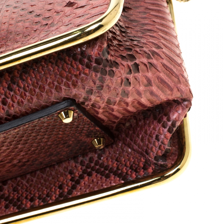 Pre Owned Chloe Red/Brown Python Medium Sally Flap Shoulder Bag