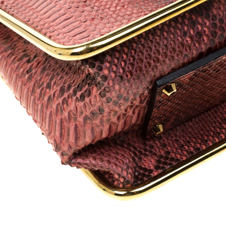 Pre Owned Chloe Red/Brown Python Medium Sally Flap Shoulder Bag