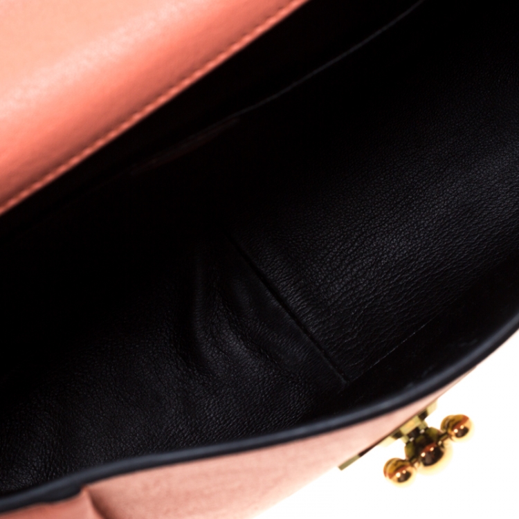 Pre Owned Chloe Peach Leather Large Elsie Shoulder Bag