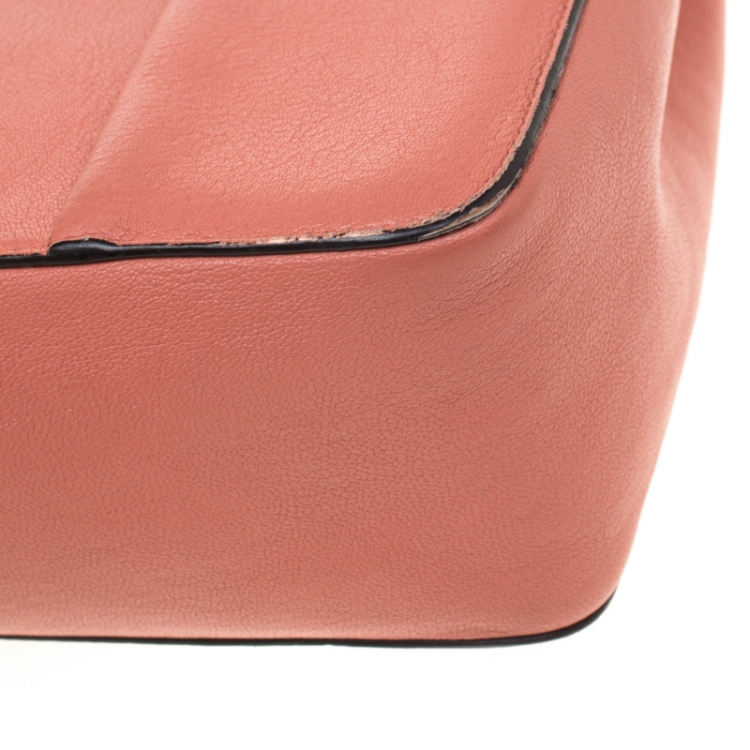 Pre Owned Chloe Peach Leather Large Elsie Shoulder Bag