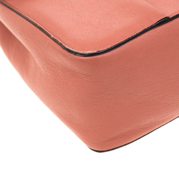 Pre Owned Chloe Peach Leather Large Elsie Shoulder Bag