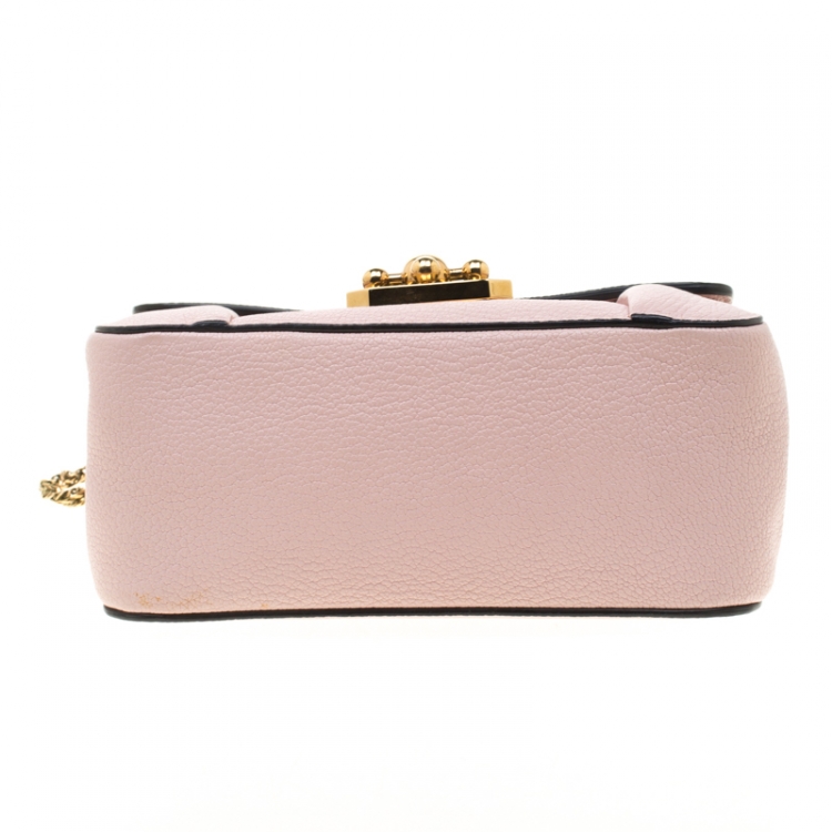 Pre Owned Chloe Pink Leather Small Elsie Chain Shoulder Bag