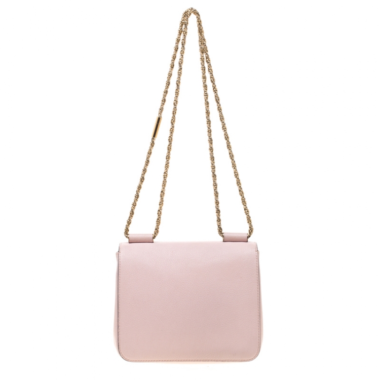 Pre Owned Chloe Pink Leather Small Elsie Chain Shoulder Bag