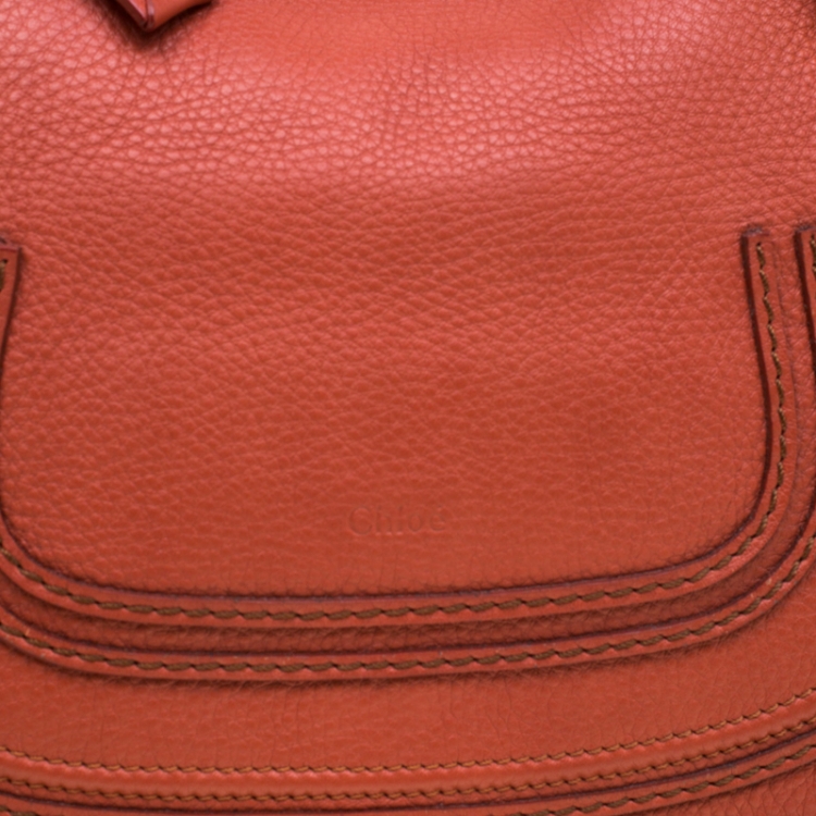 Pre Owned Chloe Pastel Red Leather Medium Marcie Satchel