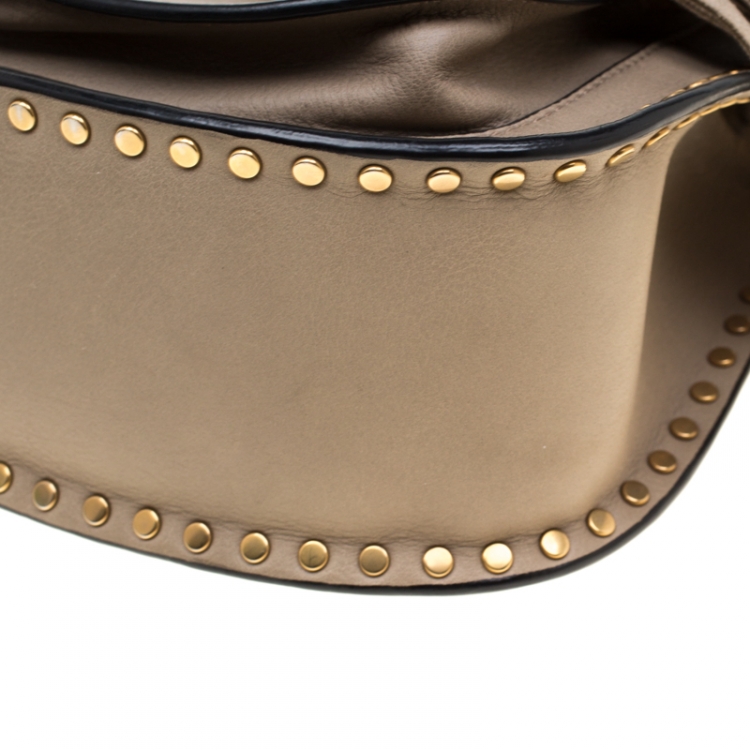 Pre Owned Chloe Dark Beige Leather Mini Hudson Shoulder Bag