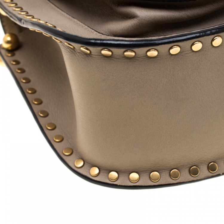 Pre Owned Chloe Dark Beige Leather Mini Hudson Shoulder Bag