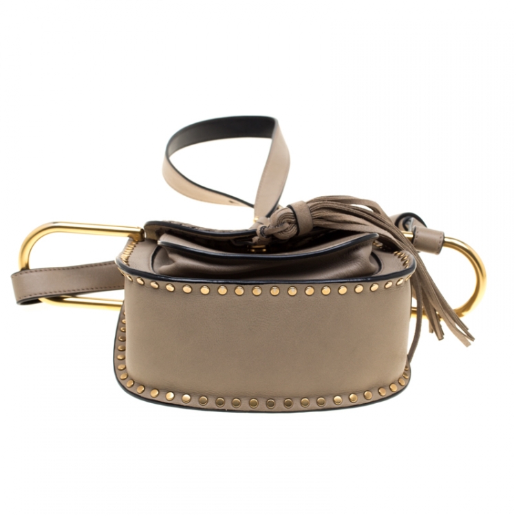 Pre Owned Chloe Dark Beige Leather Mini Hudson Shoulder Bag