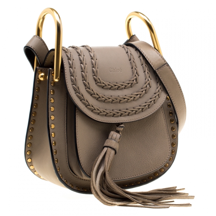 Pre Owned Chloe Dark Beige Leather Mini Hudson Shoulder Bag