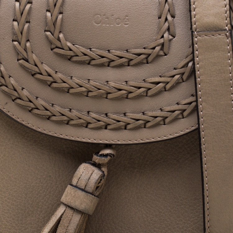 Pre Owned Chloe Dark Beige Leather Mini Hudson Shoulder Bag