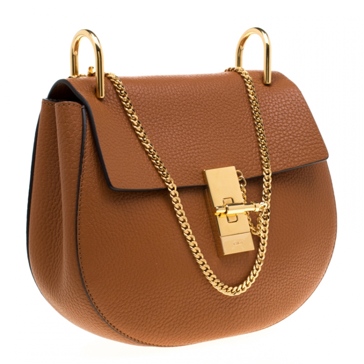 Pre Owned Chloe Caramel Leather Medium Drew Shoulder Bag