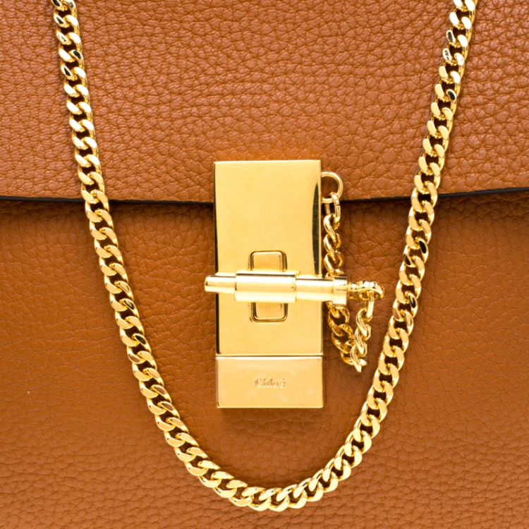Pre Owned Chloe Caramel Leather Medium Drew Shoulder Bag