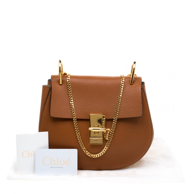 Pre Owned Chloe Caramel Leather Medium Drew Shoulder Bag