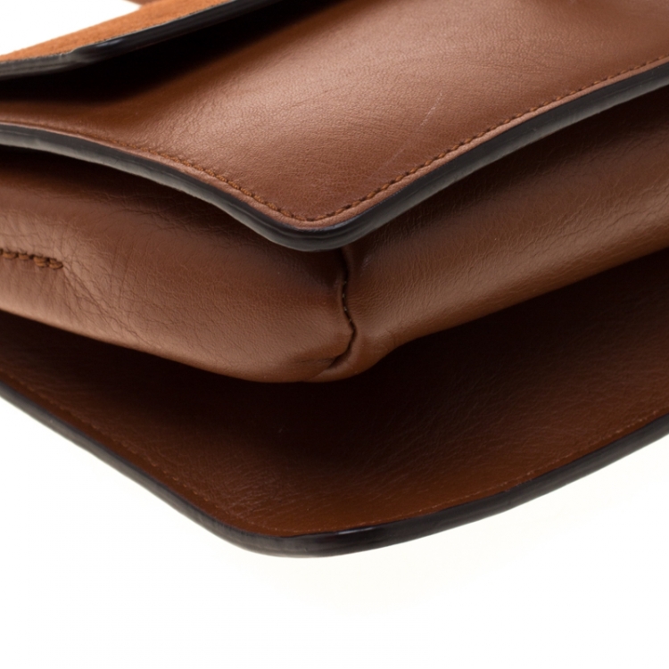 Pre Owned Chloe Brown Leather and Suede Small Faye Shoulder Bag 