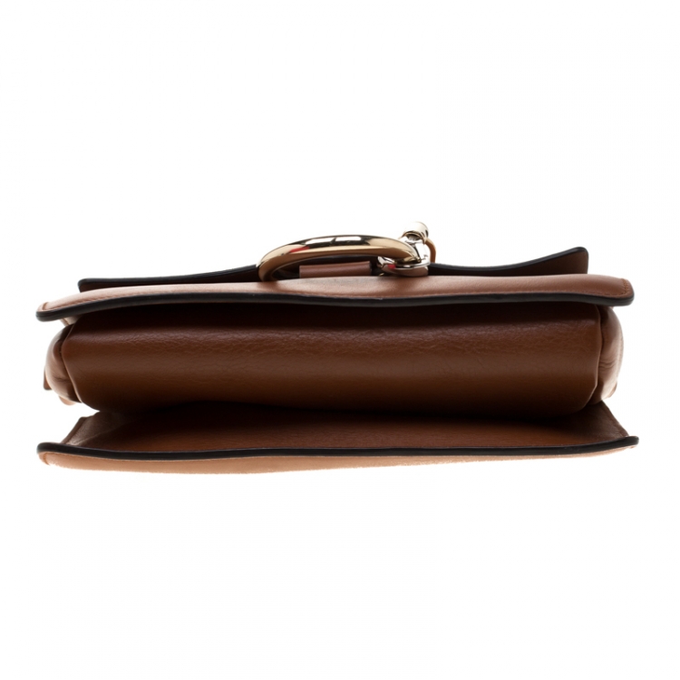 Pre Owned Chloe Brown Leather and Suede Small Faye Shoulder Bag 