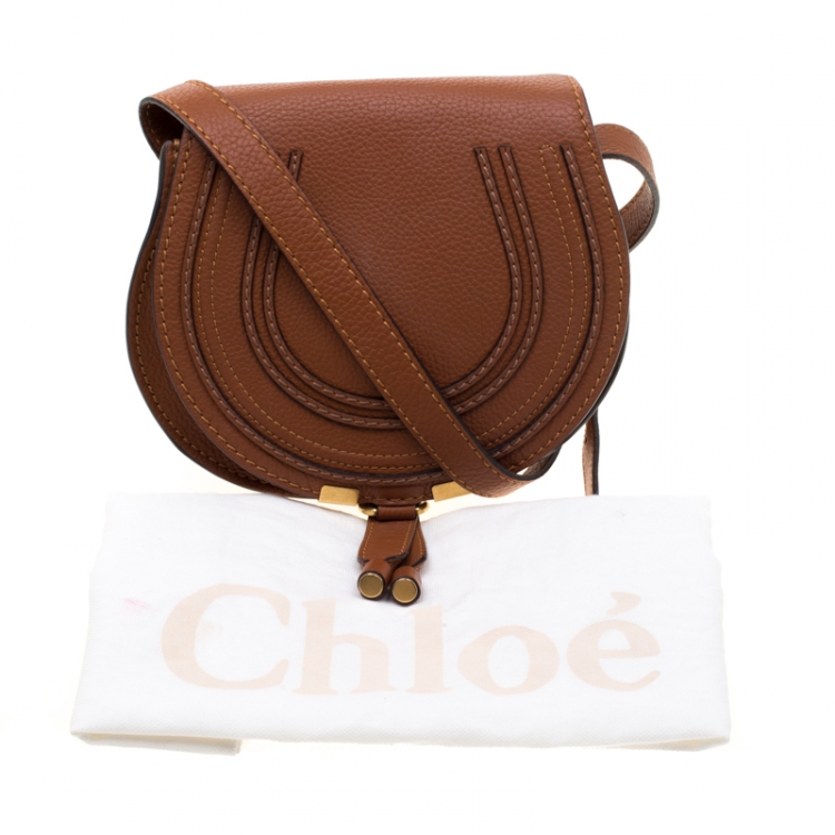 Pre Owned Chloe Brown Leather Mini Marcie Crossbody Bag