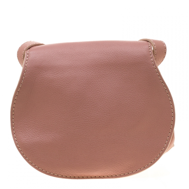 Pre Owned Chloe Pink Leather Mini Marcie Crossbody Bag
