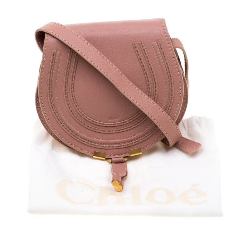 Pre Owned Chloe Pink Leather Mini Marcie Crossbody Bag