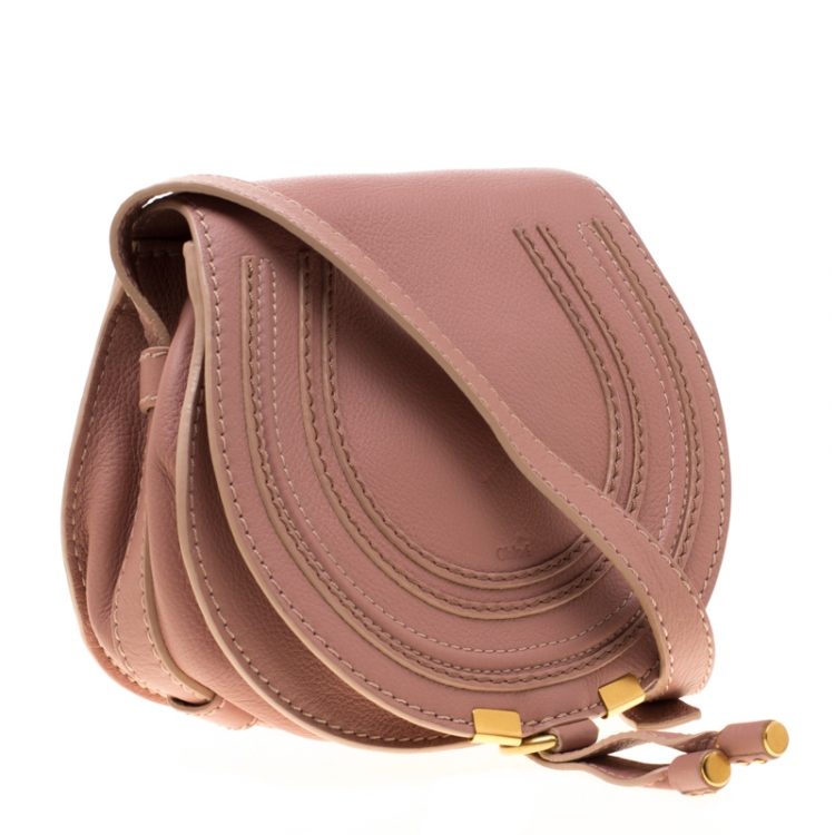 Pre Owned Chloe Pink Leather Mini Marcie Crossbody Bag