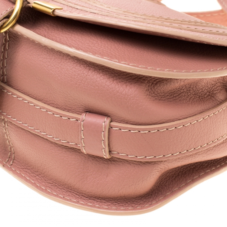 Pre Owned Chloe Pink Leather Mini Marcie Crossbody Bag