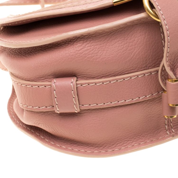 Pre Owned Chloe Pink Leather Mini Marcie Crossbody Bag