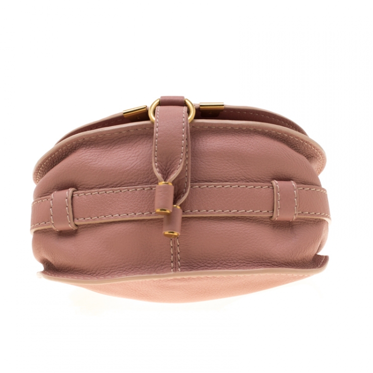 Pre Owned Chloe Pink Leather Mini Marcie Crossbody Bag