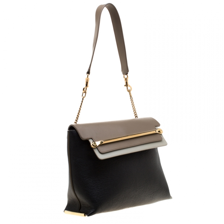 Pre Owned Chloe Tri Color Leather Medium Clare Shoulder Bag