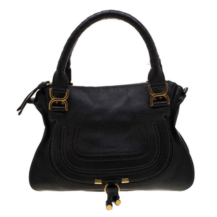 Pre Owned Chloe Black Leather Small Marcie Satchel 
