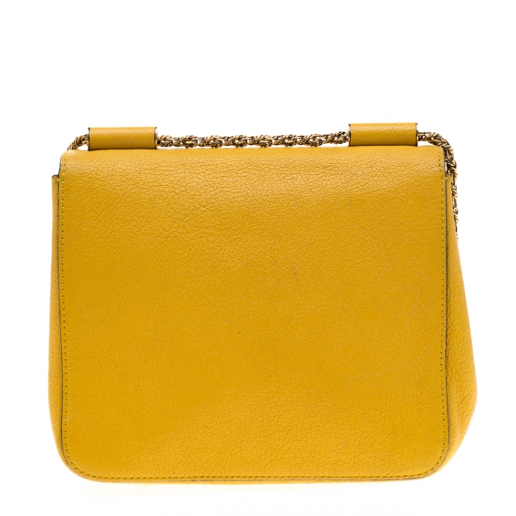 مملوكة مسبقًا Chloe Mustard Leather Small Elsie Shoulder Bag