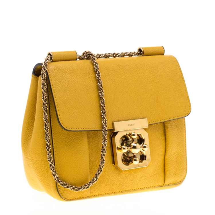 مملوكة مسبقًا Chloe Mustard Leather Small Elsie Shoulder Bag