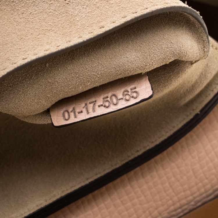 Pre Owned Chloe Peach/Brown Embossed Leather Medium Drew Shoulder Bag