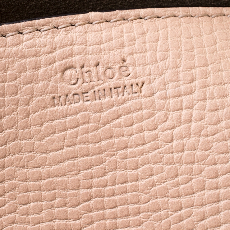 Pre Owned Chloe Peach/Brown Embossed Leather Medium Drew Shoulder Bag