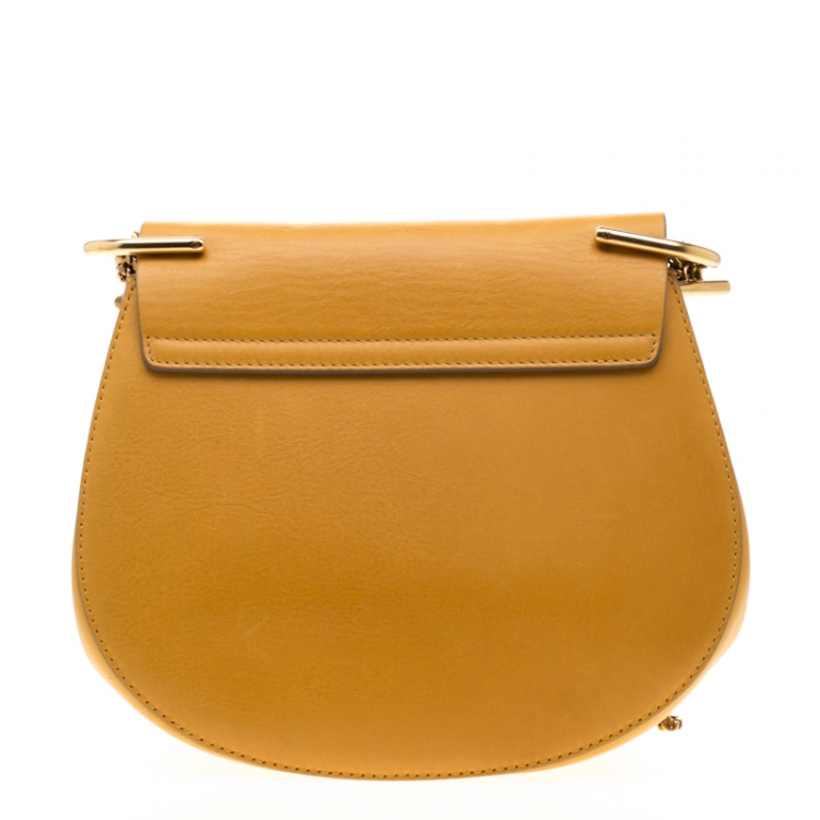 Pre Owned Chloe Mustard Leather Medium Drew Shoulder Bag