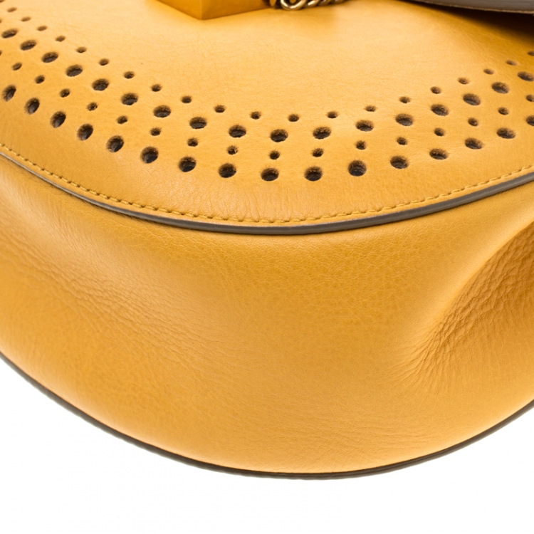 Pre Owned Chloe Mustard Leather Medium Drew Shoulder Bag